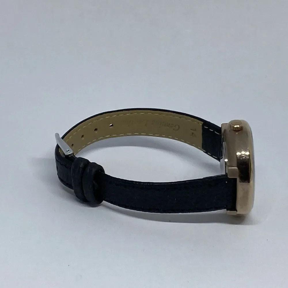 Fossil BQ3492 Women's Black Leather Gold Analog Dial Quartz Wrist Watch CM635